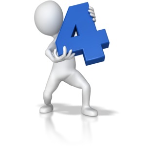 A stick figure holding up a blue four