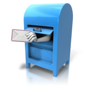 An image of a hand coming from the mailbox holding a letter.