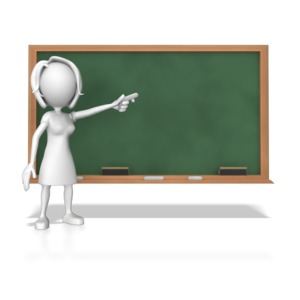 Stick Figure Pointing At Chalkboard | 3D Animated Clipart for PowerPoint -  