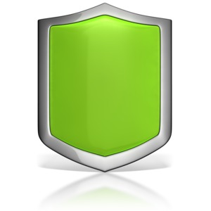 This clip art image shows a virus security shield.