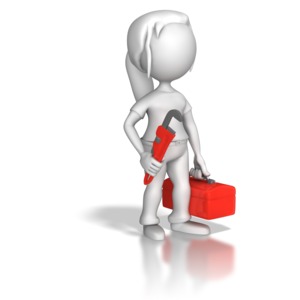 An image of a plumber holding a wrench and a toolbox.