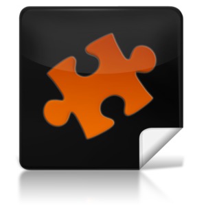 This clip art image shows a black icon with an single puzzle piece on it.