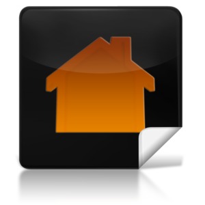 This clip art image shows a black icon with a house on it.