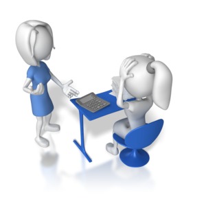 A woman is overwhelmed at work while her boss continues to give direction.