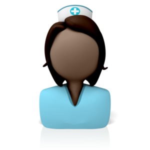 A 3d nursing icon.  A female nurse with a nursing hat.