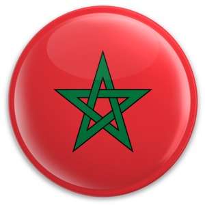 An image of a Moroccan flag on a badge.