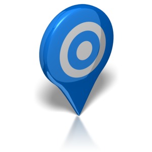 A location pin with a target symbol.