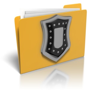 A shield guards a folder with documents in it. This clip-art can represent protecting you digital documents.
