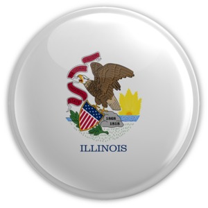 An image of Illinois&#039;s flag on a badge.