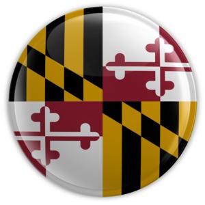 An image of  Maryland&#039;s flag on a badge.