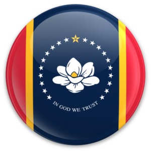 An image of Mississippi&#039;s flag on a badge.