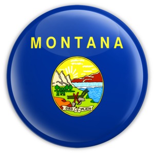 An image of  Montana&#039;s flag on a badge.