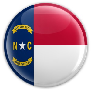 An image of North Carolina&#039;s flag on a badge.