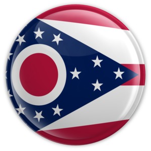 An image of Ohio&#039;s flag on a badge.