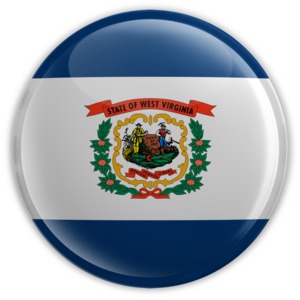 An image of West Virginia&#039;s flag on a badge.