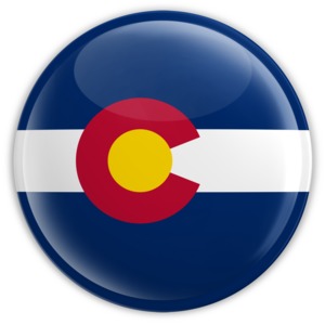 An image of Colorado&#039;s flag on a badge.