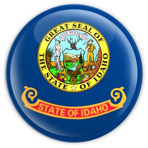 An image of Idaho&#039;s flag on a badge.