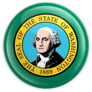 An image of Washington&#039;s flag on a badge.