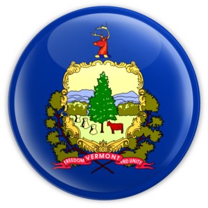 An image of Vermont&#039;s flag on a badge.