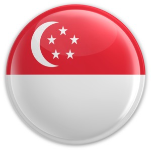 An image of Singapore&#039;s flag on a badge.
