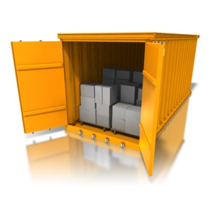 An image of an open cargo container full of boxes.