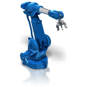 An an industrial robot arm.