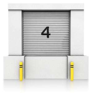 An image of the front of a closed loading dock.