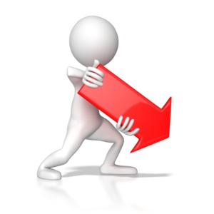 A stick figure uses a read arrow to emphasize a point.