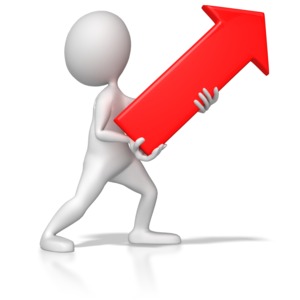 A stick figure uses a read arrow to emphasize a point.