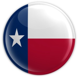 An image of Texas&#039; flag on a badge.