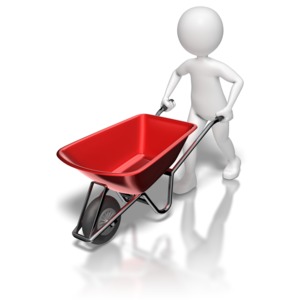 Stick Figure Pushing Wheel Barrow 3D Animated Clipart for