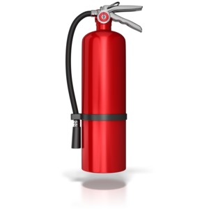 This clip art image show as a hanging fire extinguisher