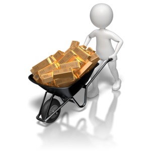 Stick Figure Pushing Wheel Barrow 3D Animated Clipart for