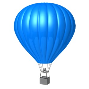 A blue hot air balloon.
