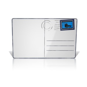 This clip art image shows a single postcard with stamp.