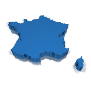 A 3-D perspective of France.