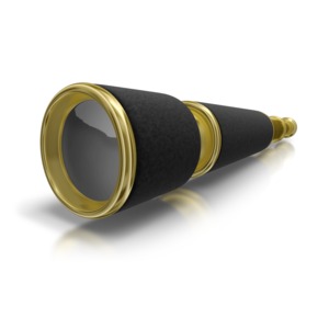 An image of a spyglass with gold trim.