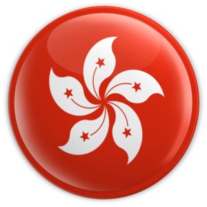 An image of the Hong Kong&#039;s flag on a badge.