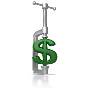 A Dollar sign is shown being but in a pinch by a clamp