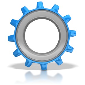 This clip art image shows a single shiny gear.