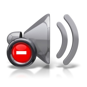 An image of a speaker muted with a red minus in front.