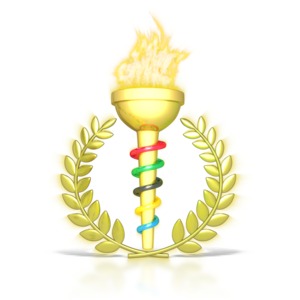 This clip art shows a golden ceremonial flaming torch.