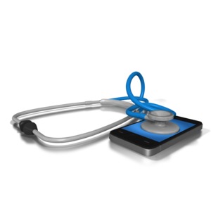 A stethoscope is shown making sure a phone is healthy