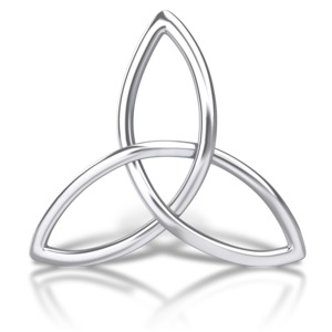 An image of a silver trinity symbol.