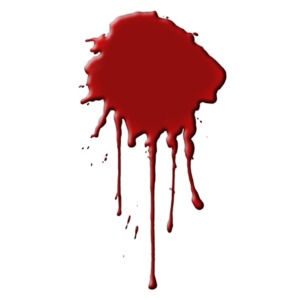 This clip art image shows a runny blood splat.