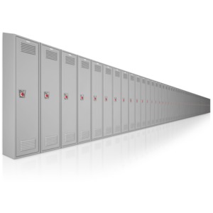 This image shows a row of locker going off into the distance.