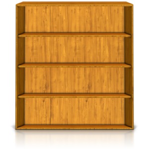 This clip art image shows an empty book shelf.  You can add books on the shelf in PowerPoint by downloading item number 9078 or 9079 and resizing them to fit on the shelves.