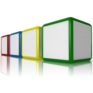 Four blank blocks are shown all lined up in a row