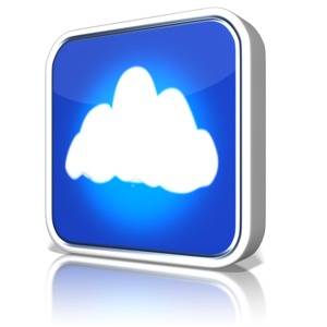 This clip art shows an app icon with a cloud in the middle