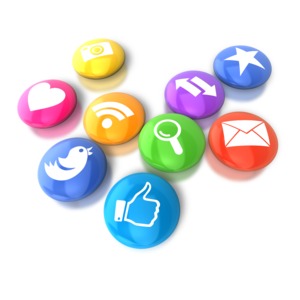 An image of a group of social media icon buttons.